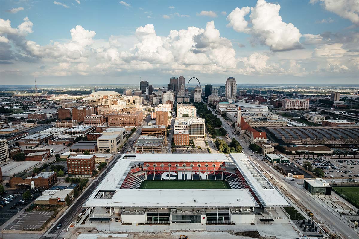 Aerial shot of CITYPARK Stadium in St. Louis, MO